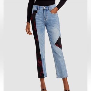 Hellessy Blue Lili Patchwork High Rise Straight Jeans size 6